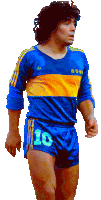 a man wearing a blue adidas shirt and blue shorts with the number 18 on them