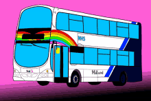 a cartoon drawing of a double decker bus that says midland