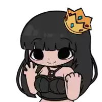 a girl with a crown on her head is wearing a black top