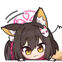 a cartoon of a girl with fox ears and a fox on her head