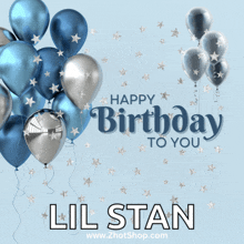 a blue and silver birthday card for lil stan