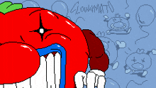 a pixel art drawing of a clown with the word clownmat written on the bottom