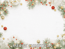 merry christmas is written on a white background with christmas decorations