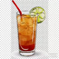 a glass of iced tea with a red straw and a lime slice