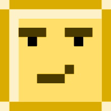 a pixel art drawing of a smiley face with a mustache .