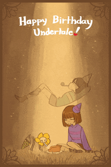 a birthday card that says happy birthday undertale on the top