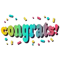 a colorful congratulations sign with confetti coming out of it