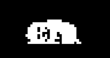 a black and white pixel art drawing of a ghost .