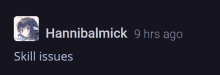 a black screen with a picture of a girl and the name hannibalmick