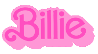 a pink billie logo on a white backdrop