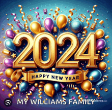 a happy new year greeting card with the name my williams family