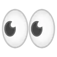 a pair of white cartoon eyes with a black pupil on a white background