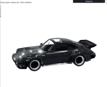 a black car is displayed on a white background with the word configuration at the bottom of the screen