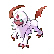 a pixel art drawing of a pokemon with red wings and a red nose .