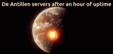 de antillen servers after an hour of uptime is displayed on a screen