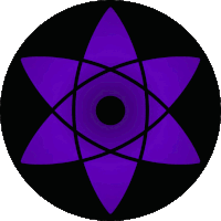 a black and purple circle with a star in the center