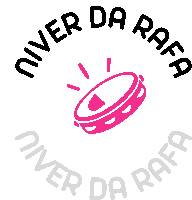 a logo for niver da rafa has a pink tambourine in the center