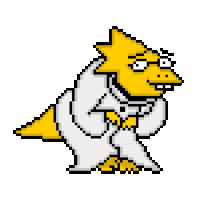 a pixel art drawing of a yellow lizard wearing a white robe .