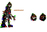 a drawing of a person covered in christmas lights with the word corrupted written on the bottom