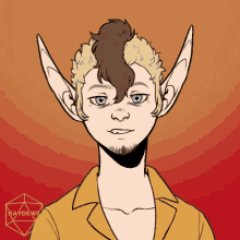 a drawing of a man with elf ears and blue eyes