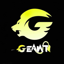 a logo for a company called geant with a yellow lion on a black background