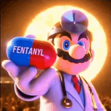 mario is a doctor holding a capsule of fentanyl .