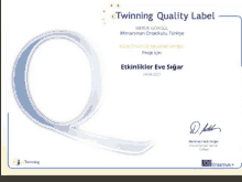 a certificate that says ' twinning quality label ' on the top