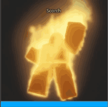 a picture of a person with scorch written above them