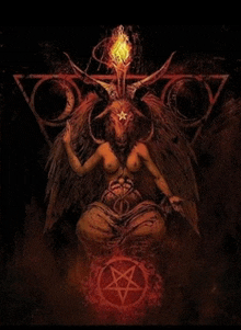 a painting of a woman with horns and a pentagram on her head