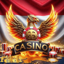 a poster for a casino with a flaming eagle