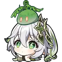 a girl with a green plant on her head