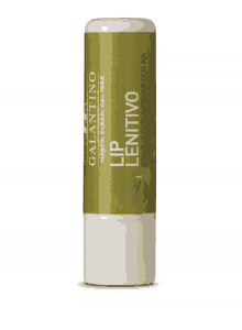 a green and white tube of lip lenitivo from galatino