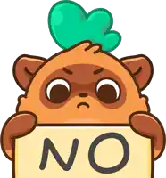 a cartoon animal is holding a sign that says " no "