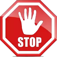 a stop sign with a hand in the middle