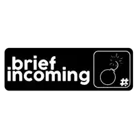 the logo for brief incoming has a bomb on it