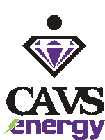 a logo for cavs energy with a purple diamond in the center