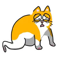 a cartoon drawing of an orange and white cat with a surprised look on its face