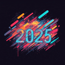 a colorful background with the number 2025 written in blue