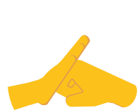 a yellow hand with the letter a on the thumb