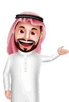 a cartoon character of a man with a beard and a pink head scarf