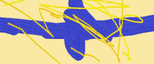 blue and yellow lines on a yellow background with a blue circle in the middle