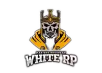 a logo for white rp has a skull with a crown on his head