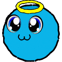 a blue ball with a yellow halo around it