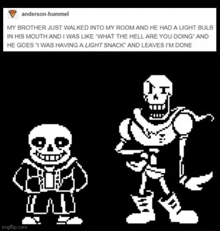 a black and white drawing of sans and papyrus