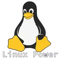 a black and white penguin with the words linux power underneath it