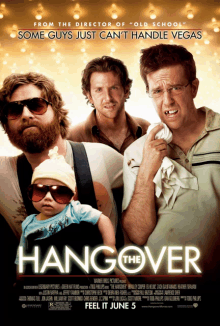 a movie poster for the hangover shows a baby in a stroller