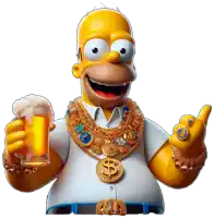 homer simpson is holding a glass of beer and giving a thumbs up sign