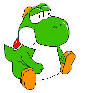 a pixel art drawing of a green yoshi with a red bow tie