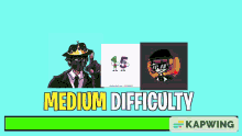 a screen shows a loading bar that says medium difficulty on it