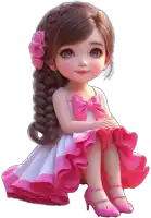 a doll in a pink and white dress with a bow